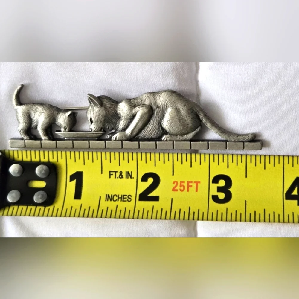 2 JJ Jonette Pewter Whimsical Novelty Cat Pins Brooches